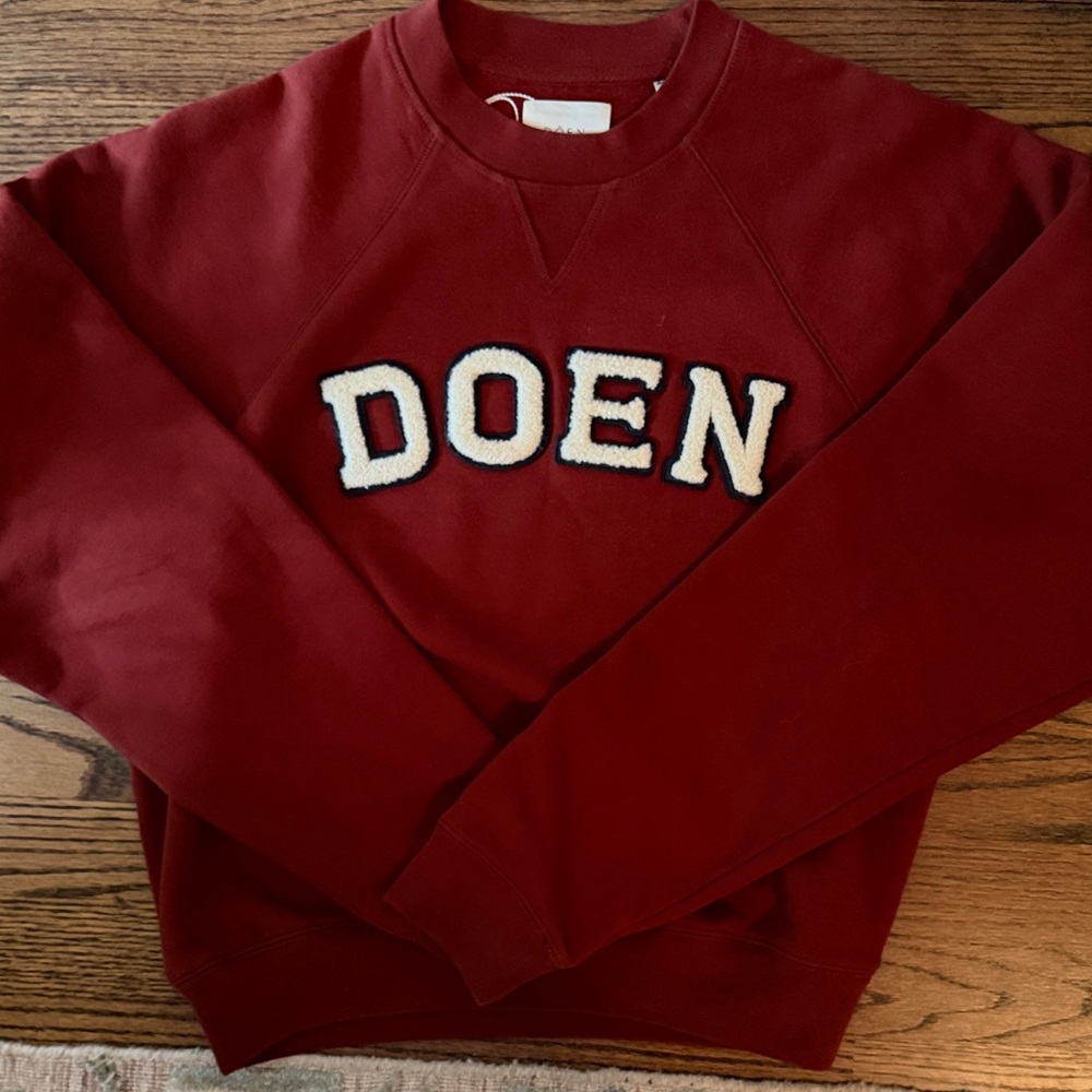 DOEN Burgundy Logo Crewneck Sweater